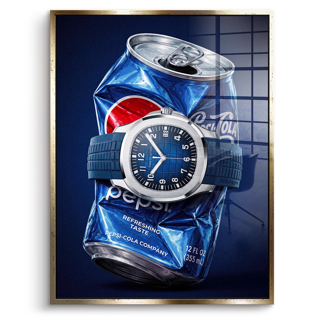 DOTCOMCANVAS Acrylglasbild Crushed Blue im goldenen Premium-Rahmen