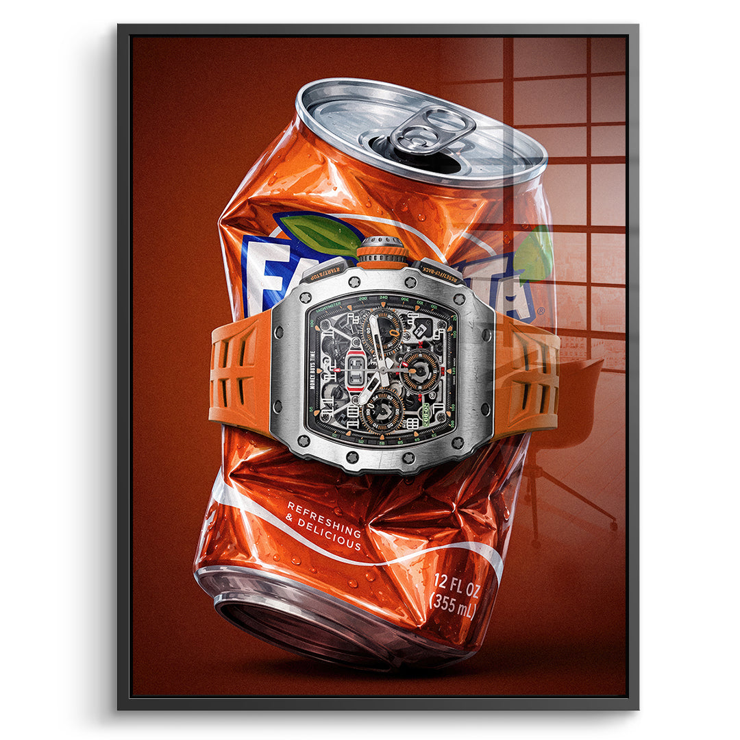 DOTCOMCANVAS Acrylglasbild Crushed Orange im schwarzen Premium-Rahmen