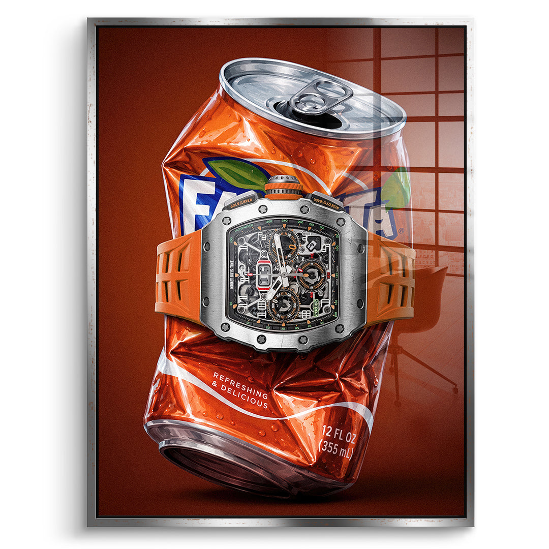 DOTCOMCANVAS Acrylglasbild Crushed Orange im silbernen Premium-Rahmen
