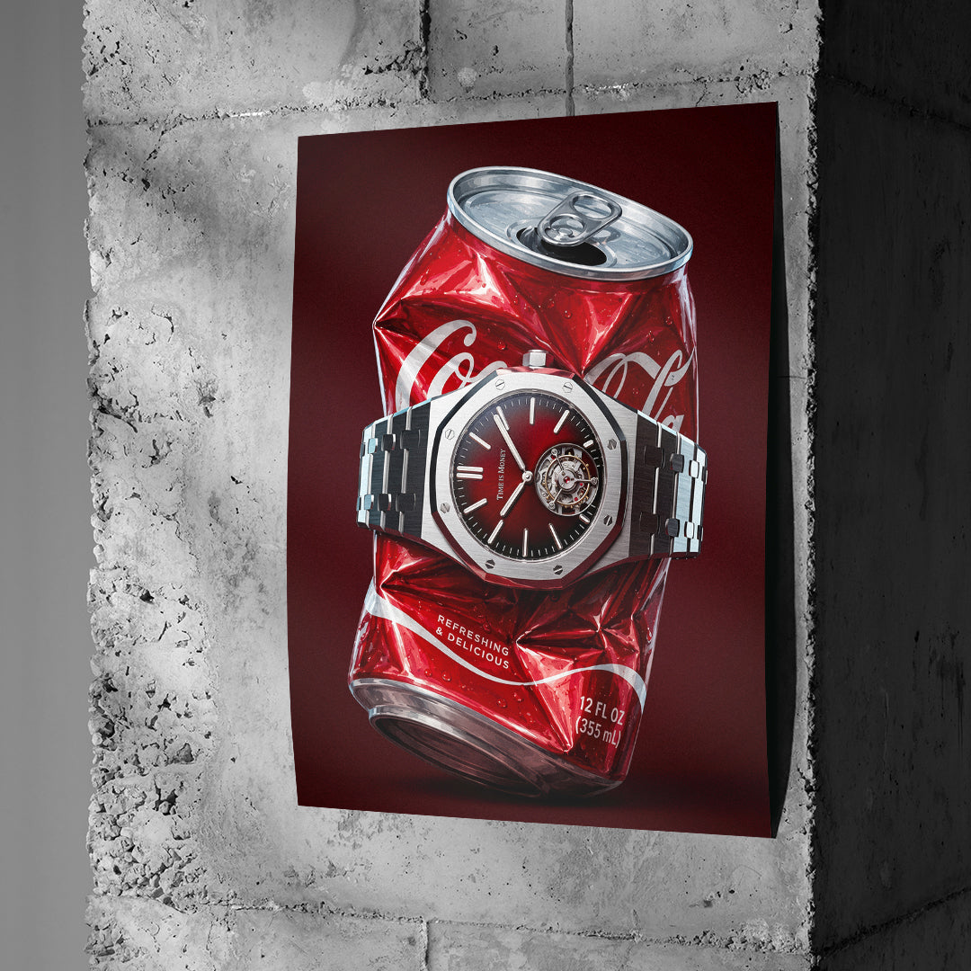 Poster Crushed Red an einer Betonwand