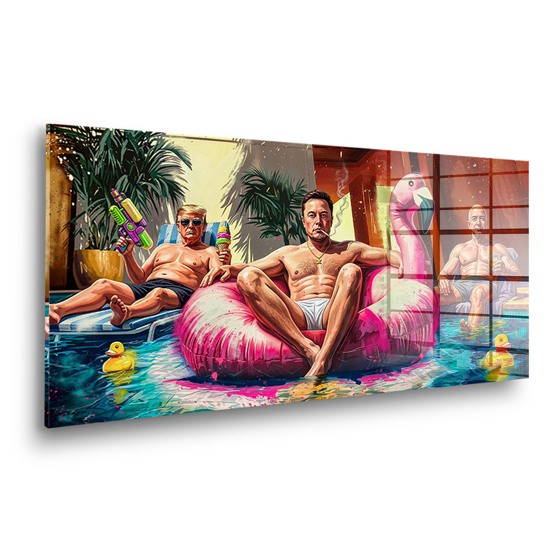 Seitenansicht des Acrylglasbilds Pool Friends ohne Rahmen