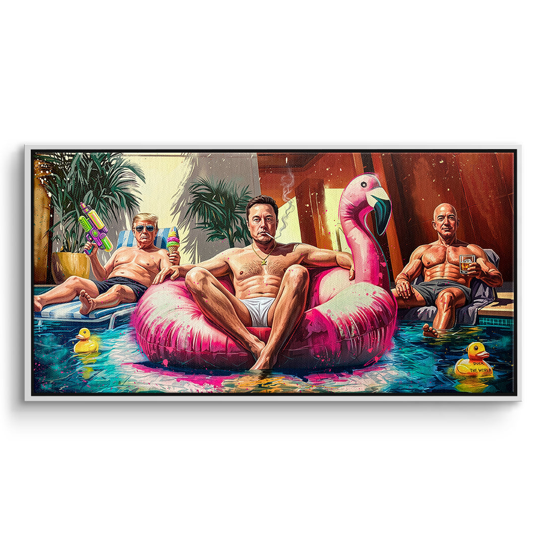 DOTCOMCANVAS Leinwandbild Pool Friends im weißen Premium-Rahmen