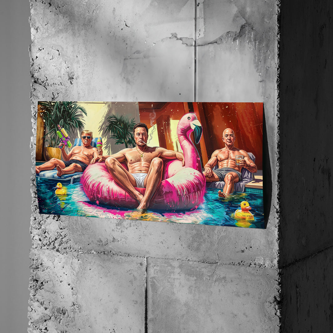 Poster Pool Friends an einer Betonwand