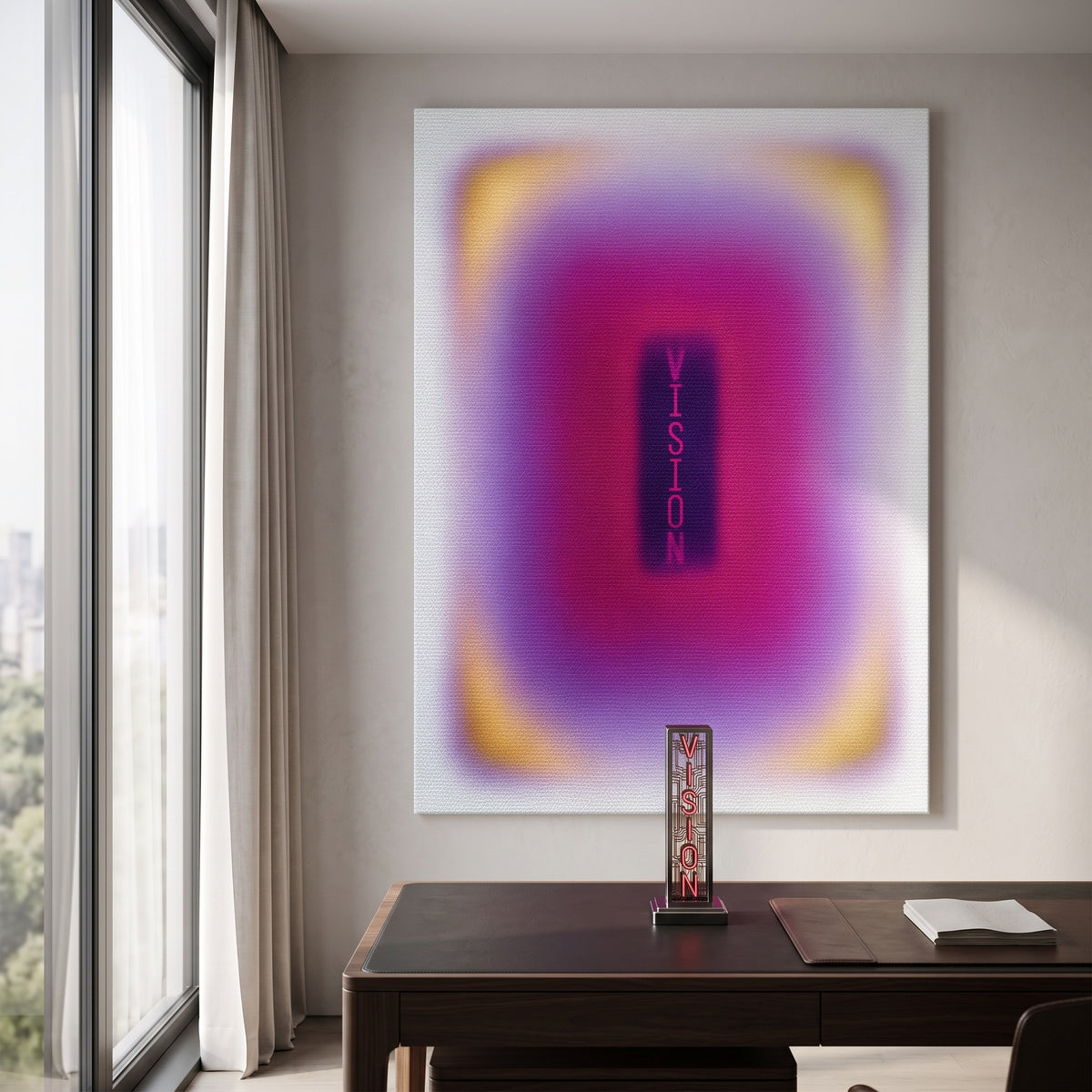Leinwandbild Vision Aura an der Wand eines modernen Wohnraums