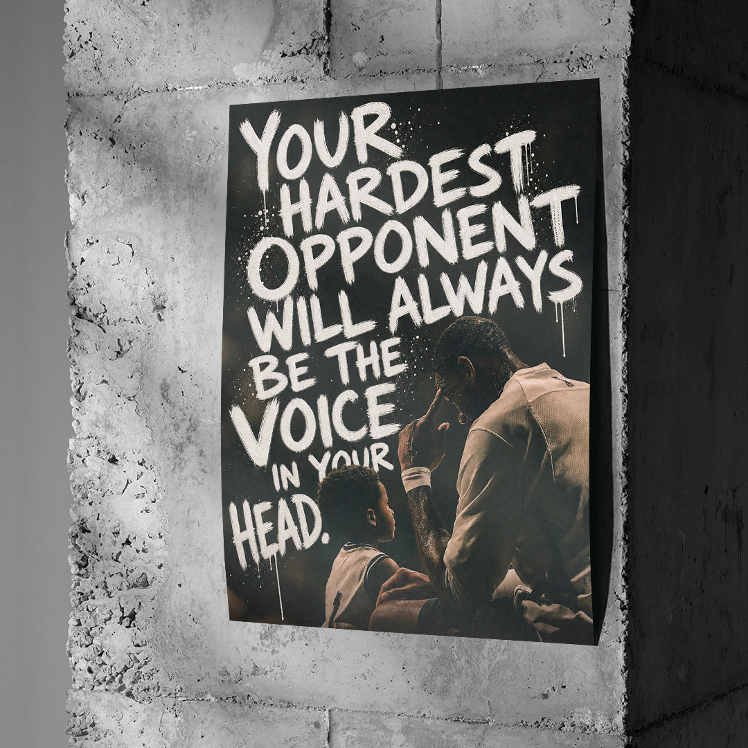 Poster Your Hardest Opponent an einer Betonwand