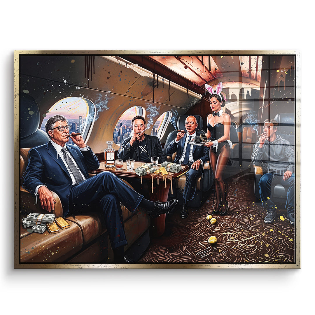 DOTCOMCANVAS Acrylglasbild Jet Friends im goldenen Premium-Rahmen