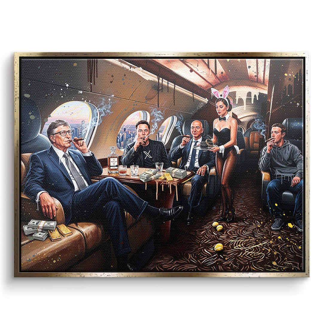 DOTCOMCANVAS Leinwandbild Jet Friends im goldenen Premium-Rahmen