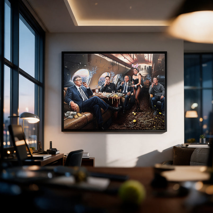 Leinwandbild Jet Friends an der Wand eines modernen Wohnraums