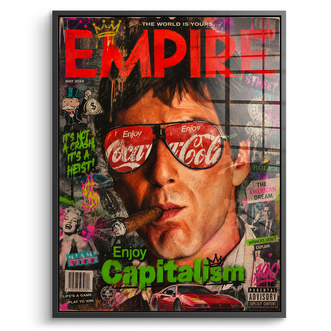DOTCOMCANVAS Acrylglasbild Enjoy Capitalism Empire im schwarzen Premium-Rahmen
