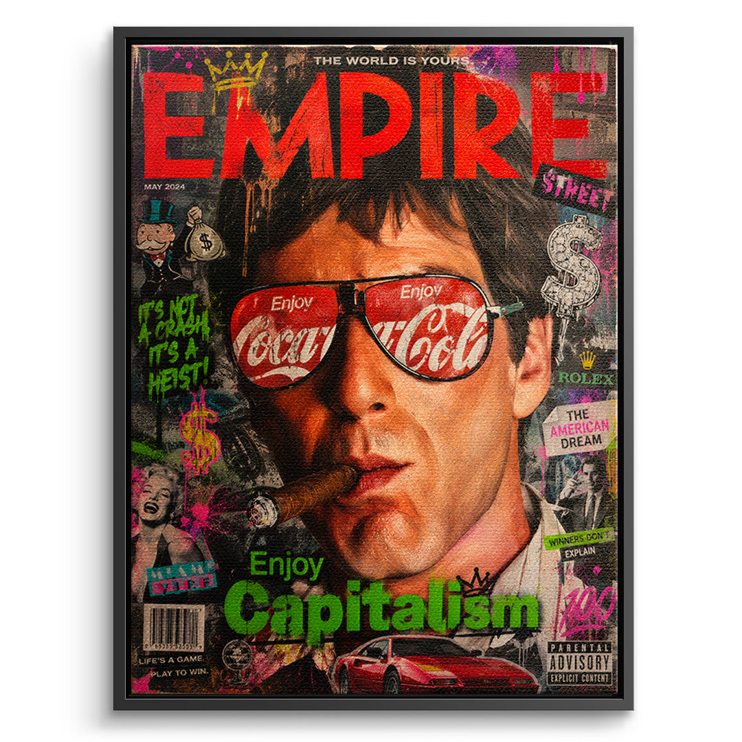 DOTCOMCANVAS Leinwandbild Enjoy Capitalism Empire im schwarzen Premium-Rahmen