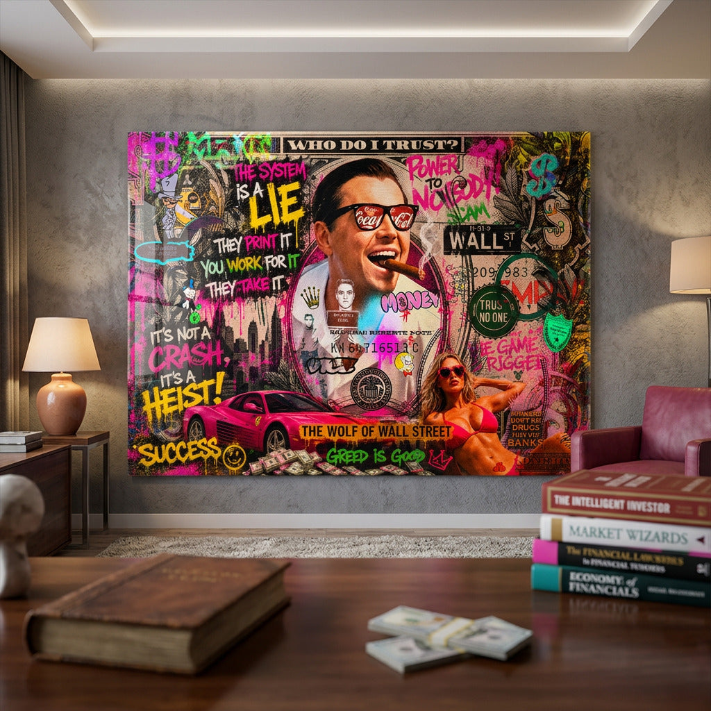 Acrylglasbild Its A Heist an der Wand eines modernen Wohnraums