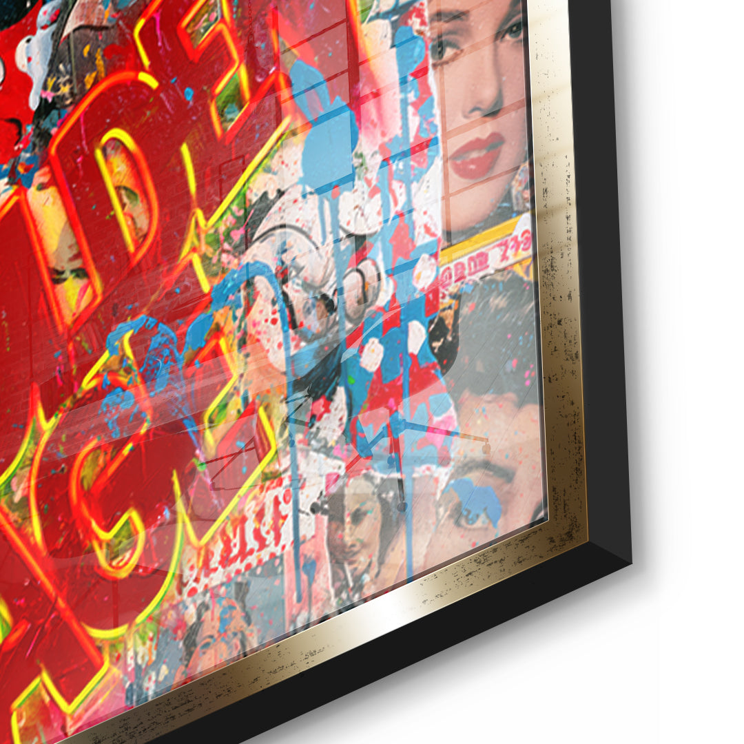 Detailaufnahme des 5mm Acrylglases, Golden Age im goldenen Rahmen