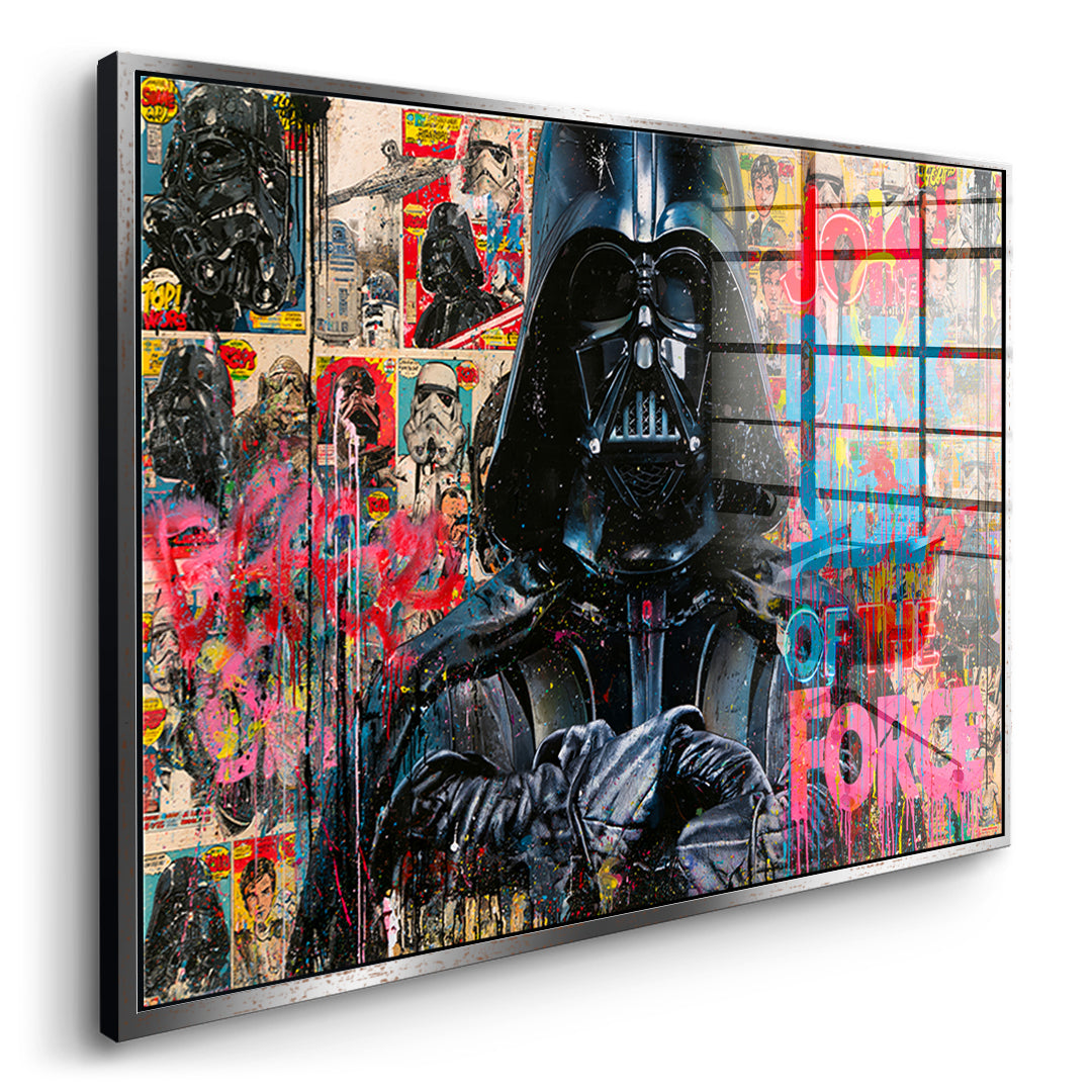 Seitenansicht des Acrylglasbilds Dark Side Graffiti im silbernen Rahmen