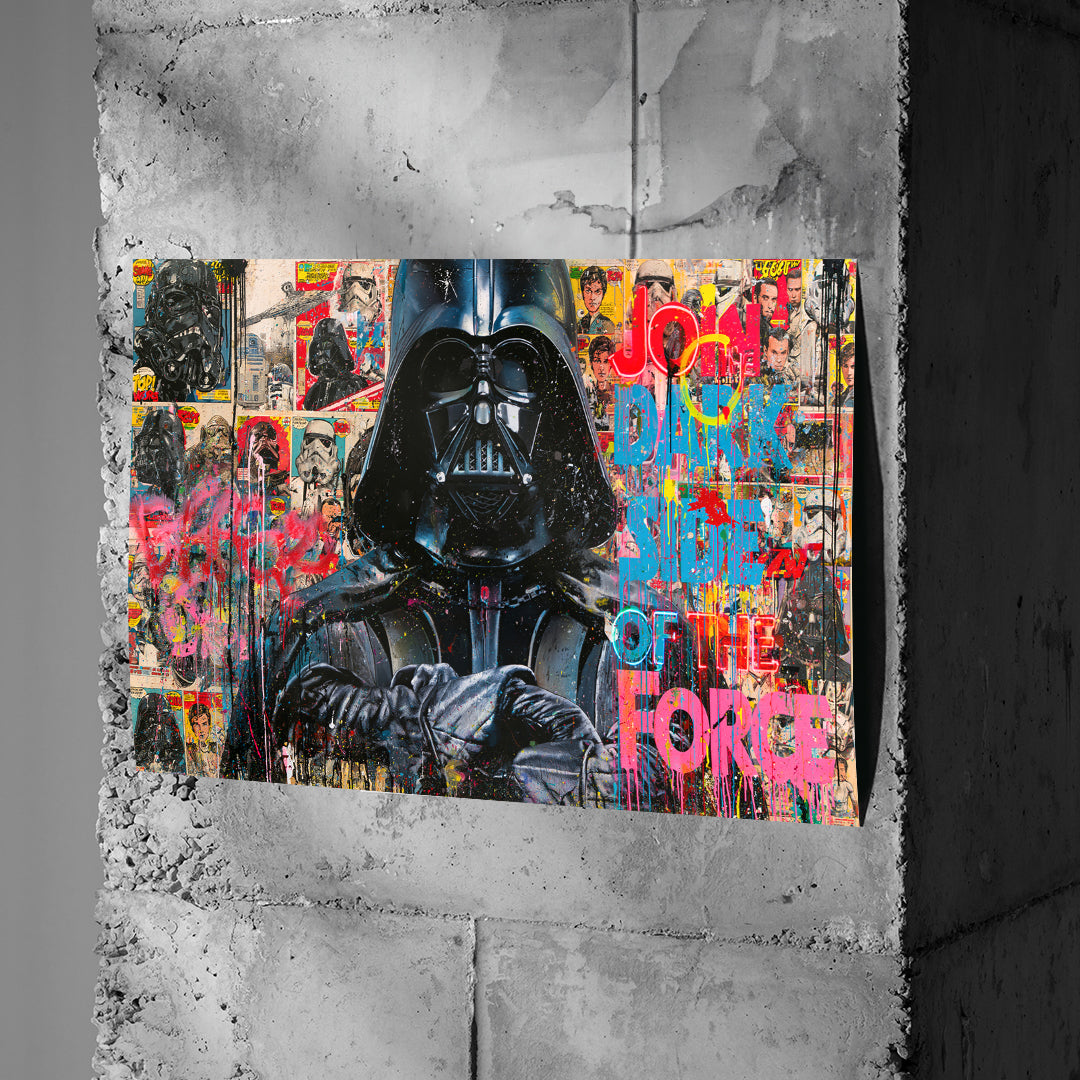 Poster Dark Side Graffiti an einer Betonwand