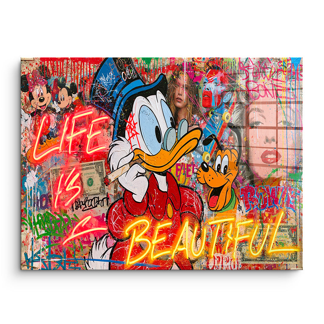 DOTCOMCANVAS Acrylglasbild Life Is Beautiful Graffiti ohne Rahmen