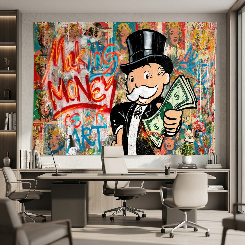 Poster Making Money Is An Art Graffiti an der Wand eines modernen Wohnraums