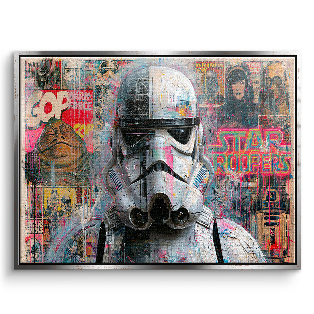 DOTCOMCANVAS Leinwandbild Neon Trooper im silbernen Premium-Rahmen