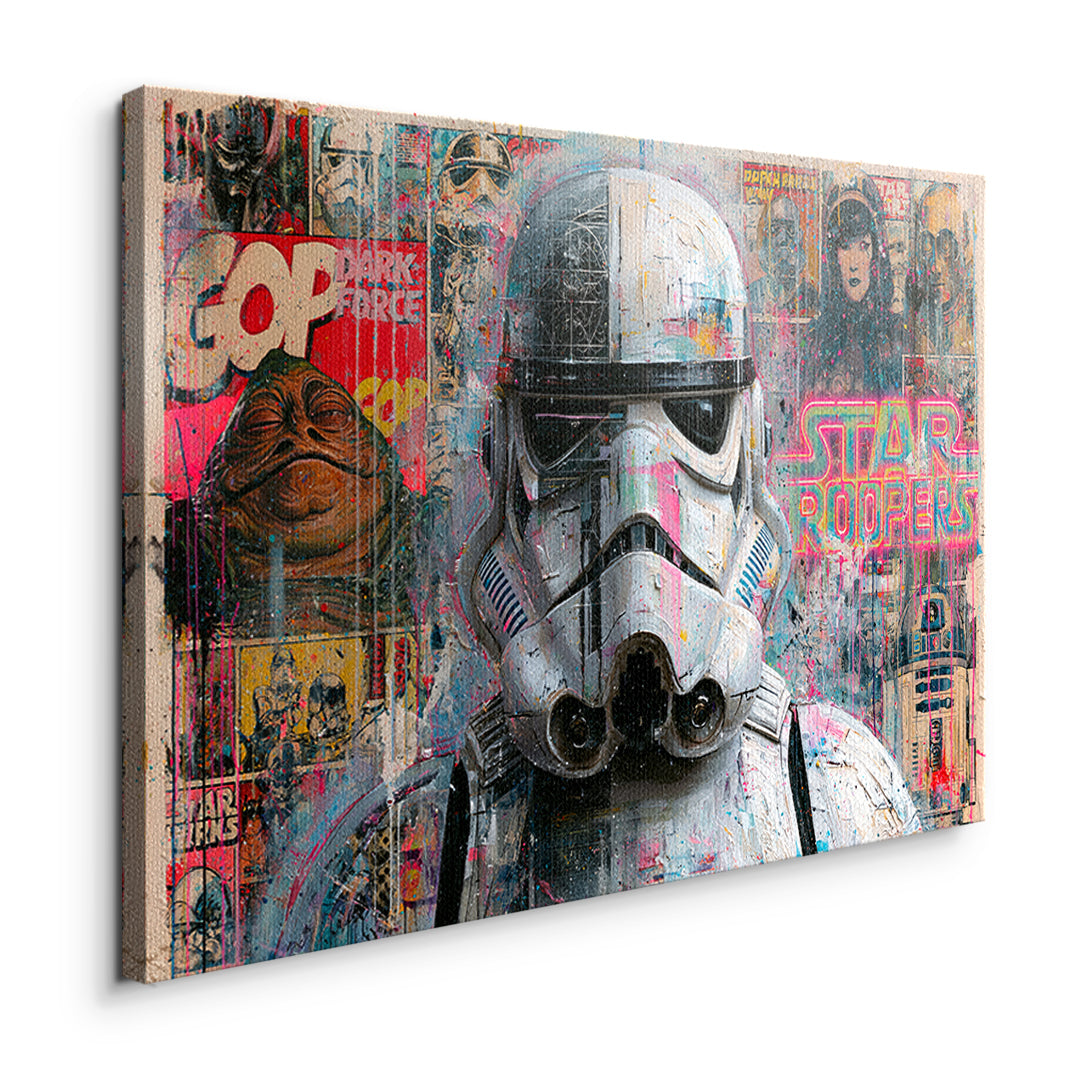Seitenansicht des Leinwandbilds Neon Trooper ohne Rahmen