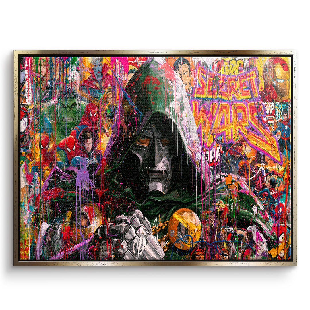 DOTCOMCANVAS Leinwandbild Iron Mask im goldenen Premium-Rahmen