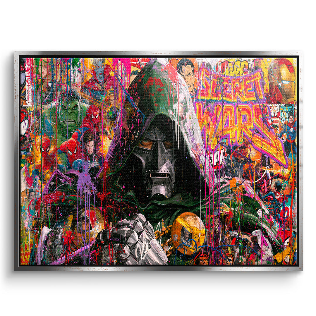 DOTCOMCANVAS Leinwandbild Iron Mask im silbernen Premium-Rahmen