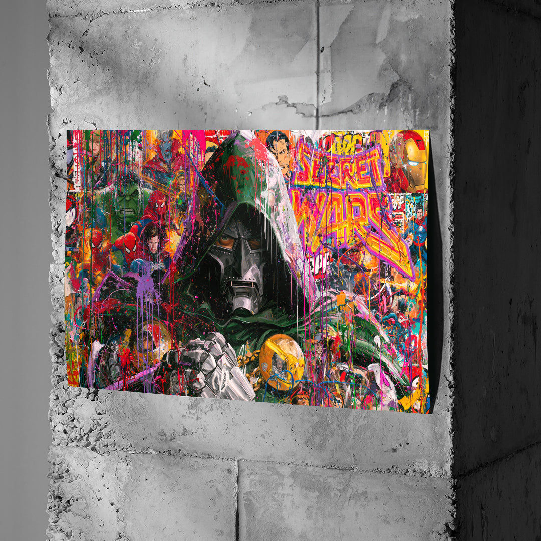 Poster Iron Mask an einer Betonwand