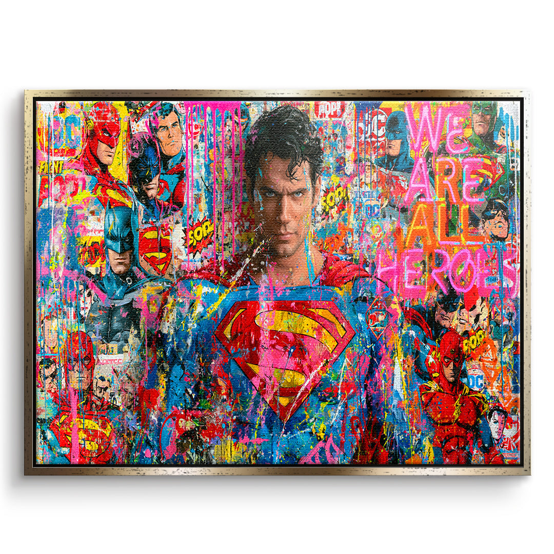DOTCOMCANVAS Leinwandbild We Are All Heroes im goldenen Premium-Rahmen