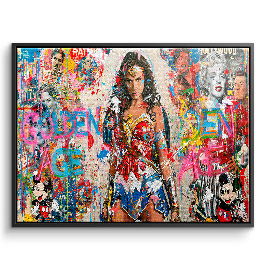 DOTCOMCANVAS Leinwandbild Golden Age Heroine im schwarzen Premium-Rahmen