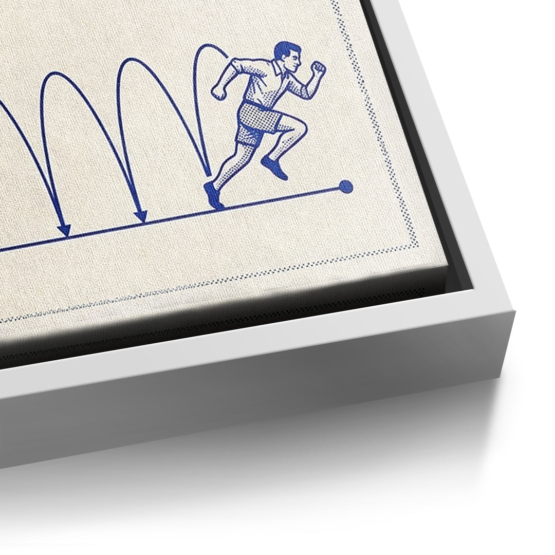 Detailaufnahme der Leinwandstruktur, Motivation Discipline Obsession im weißen Rahmen