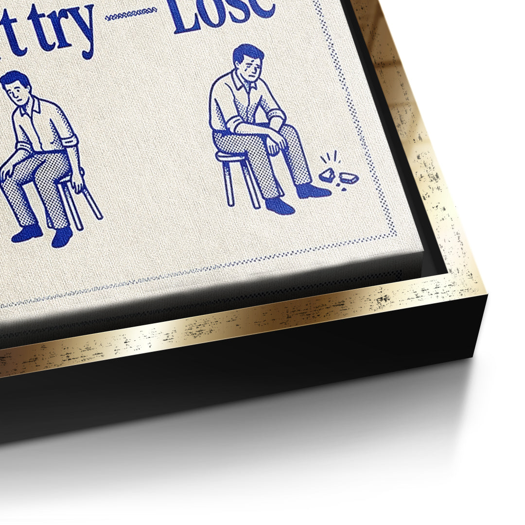 Detailaufnahme der Leinwandstruktur, If You Try im goldenen Rahmen