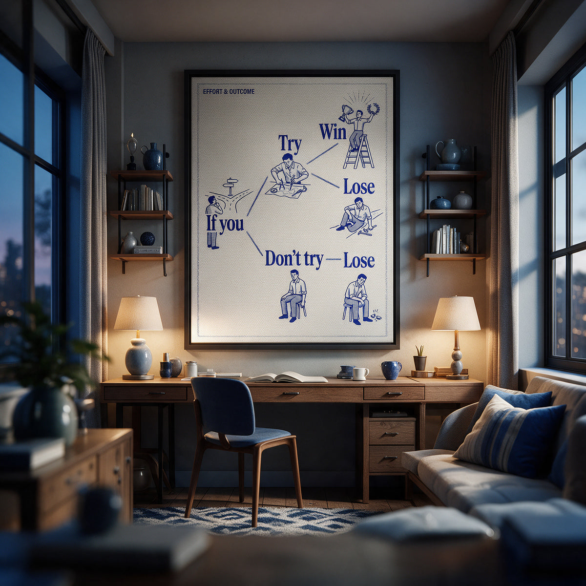 Leinwandbild If You Try an der Wand eines modernen Wohnraums, zweite Ansicht
