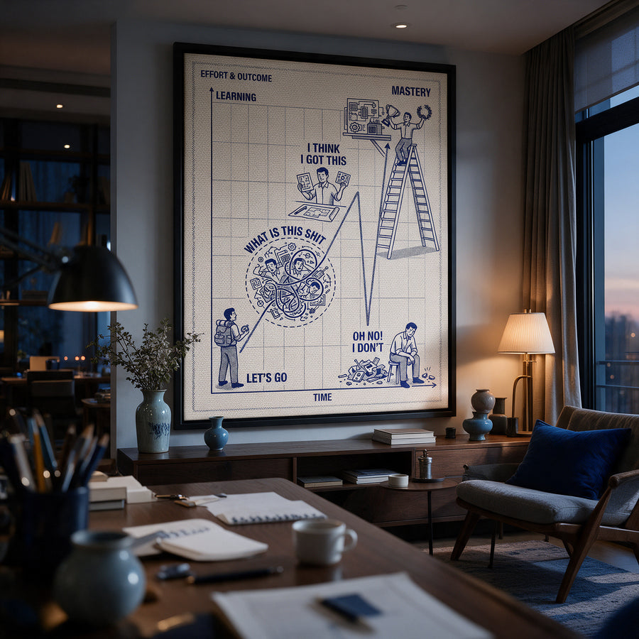 Leinwandbild Learning Needs Time an der Wand eines modernen Wohnraums