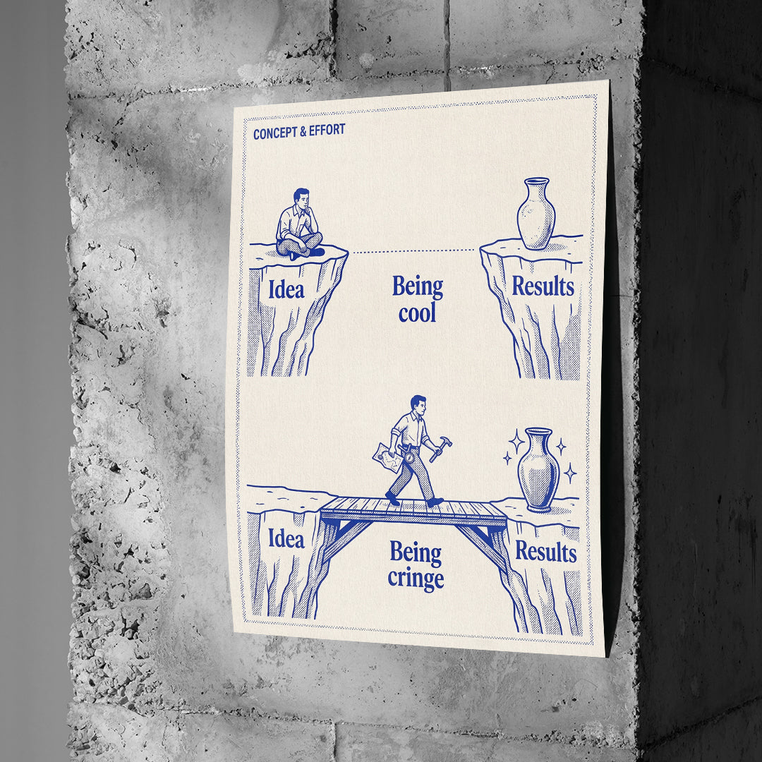 Poster Being Cringe an einer Betonwand