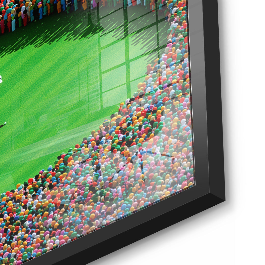 Detailaufnahme des 5mm Acrylglases, The Final Putt im schwarzen Rahmen