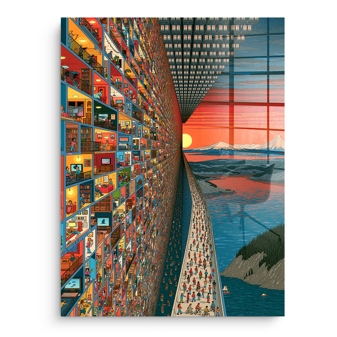 DOTCOMCANVAS Acrylglasbild City Of Windows ohne Rahmen