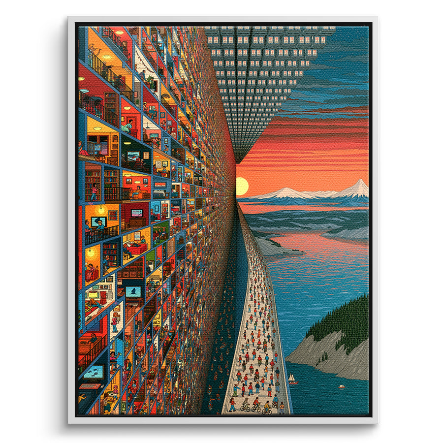 DOTCOMCANVAS Leinwandbild City Of Windows im weißen Premium-Rahmen