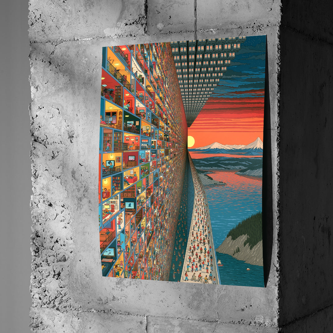 Poster City Of Windows an einer Betonwand