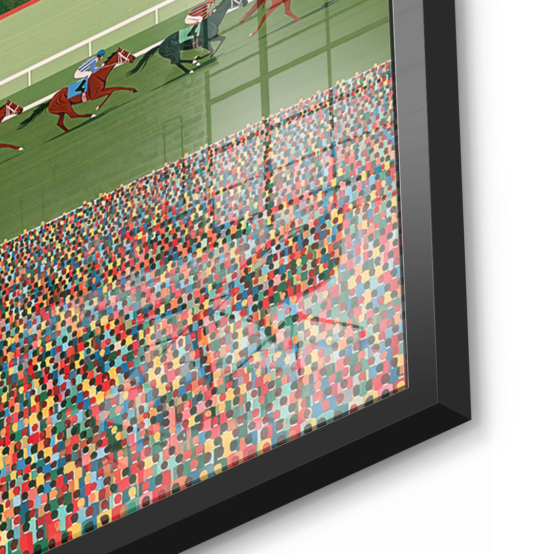 Detailaufnahme des 5mm Acrylglases, Race Day im schwarzen Rahmen