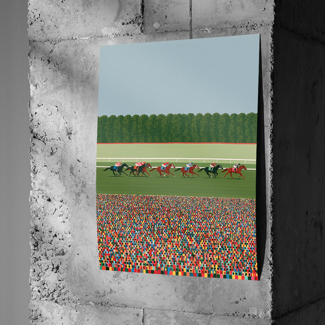 Poster Race Day an einer Betonwand