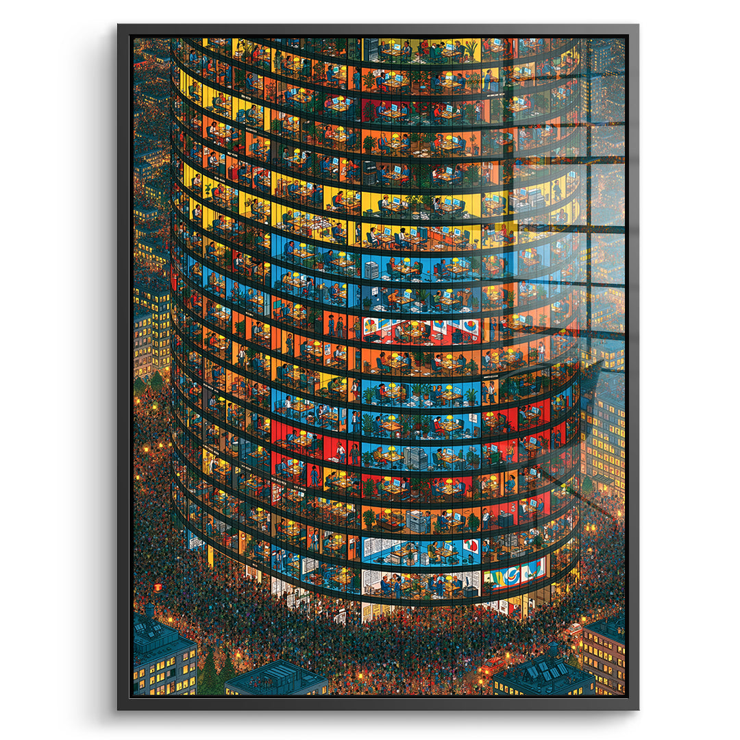 DOTCOMCANVAS Acrylglasbild Tower Of Lives im schwarzen Premium-Rahmen