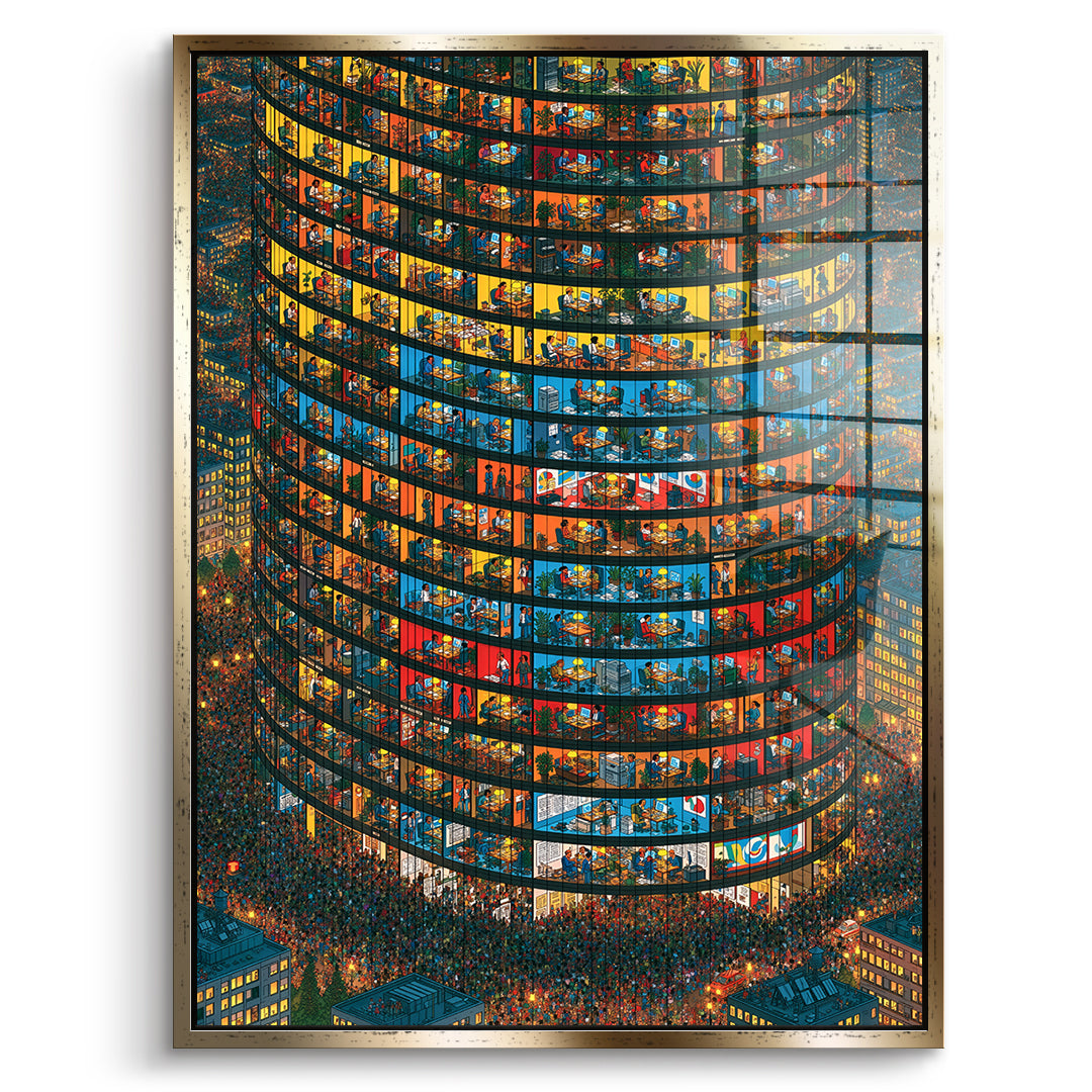 DOTCOMCANVAS Acrylglasbild Tower Of Lives im goldenen Premium-Rahmen