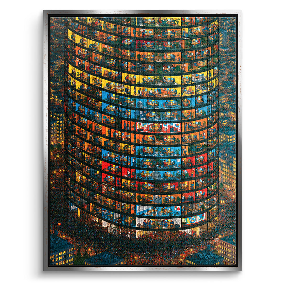 DOTCOMCANVAS Leinwandbild Tower Of Lives im silbernen Premium-Rahmen