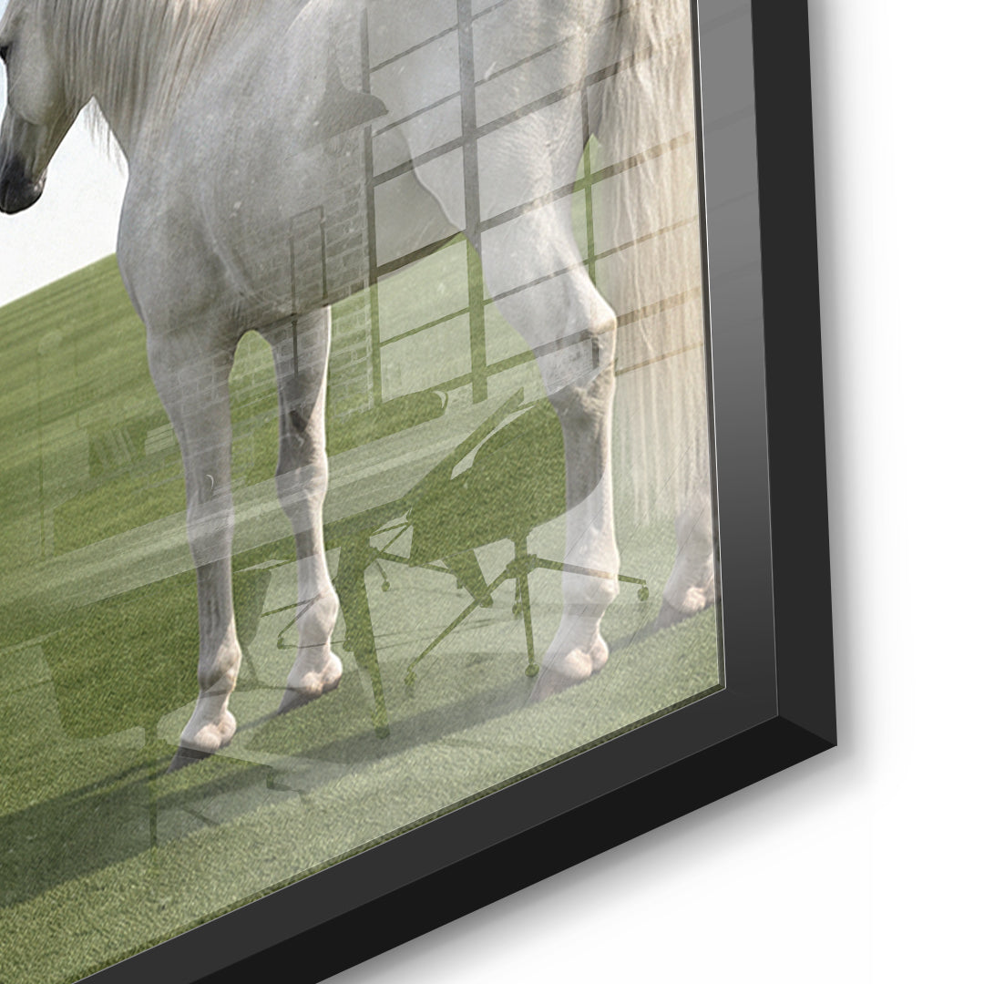 Detailaufnahme des 5mm Acrylglases, Mindset Is Everything Pegasus im schwarzen Rahmen
