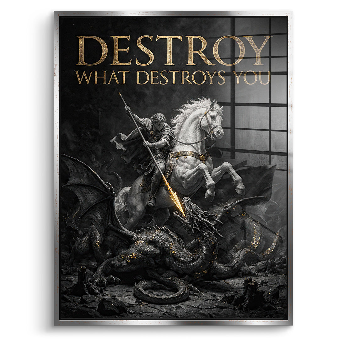 DOTCOMCANVAS Acrylglasbild Destroy What Destroys You im silbernen Premium-Rahmen