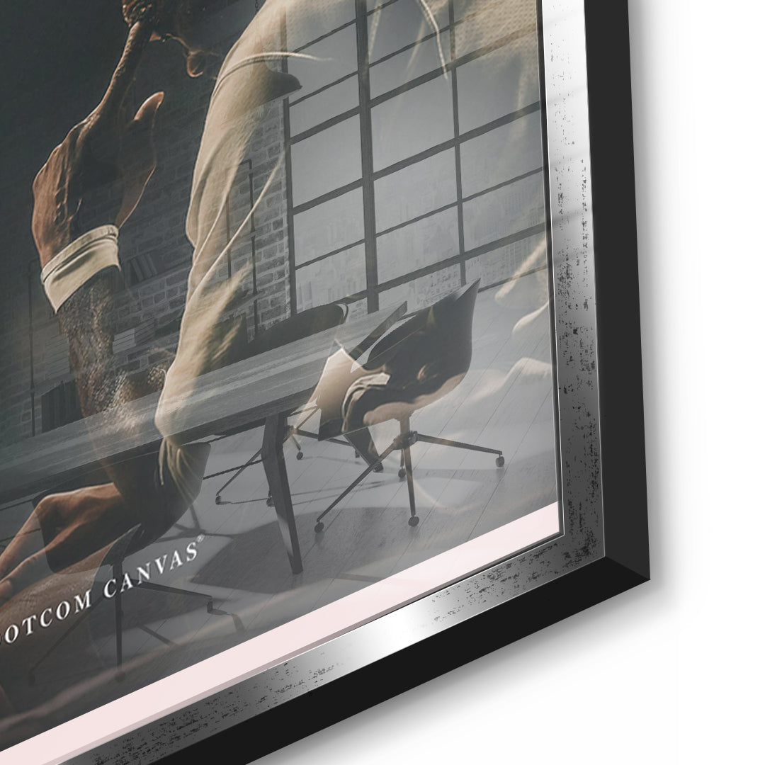 Detailaufnahme des 5mm Acrylglases, Your Hardest Opponent Classic im silbernen Rahmen