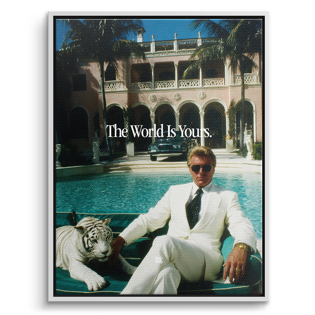 DOTCOMCANVAS Leinwandbild The World Is Yours Tiger im weißen Premium-Rahmen