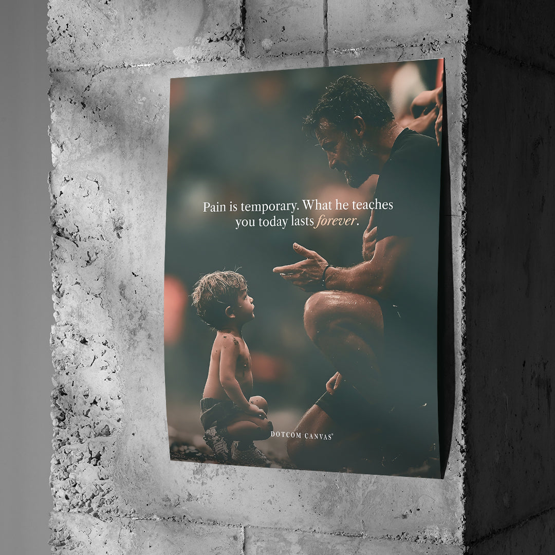 Poster Pain Is Temporary an einer Betonwand