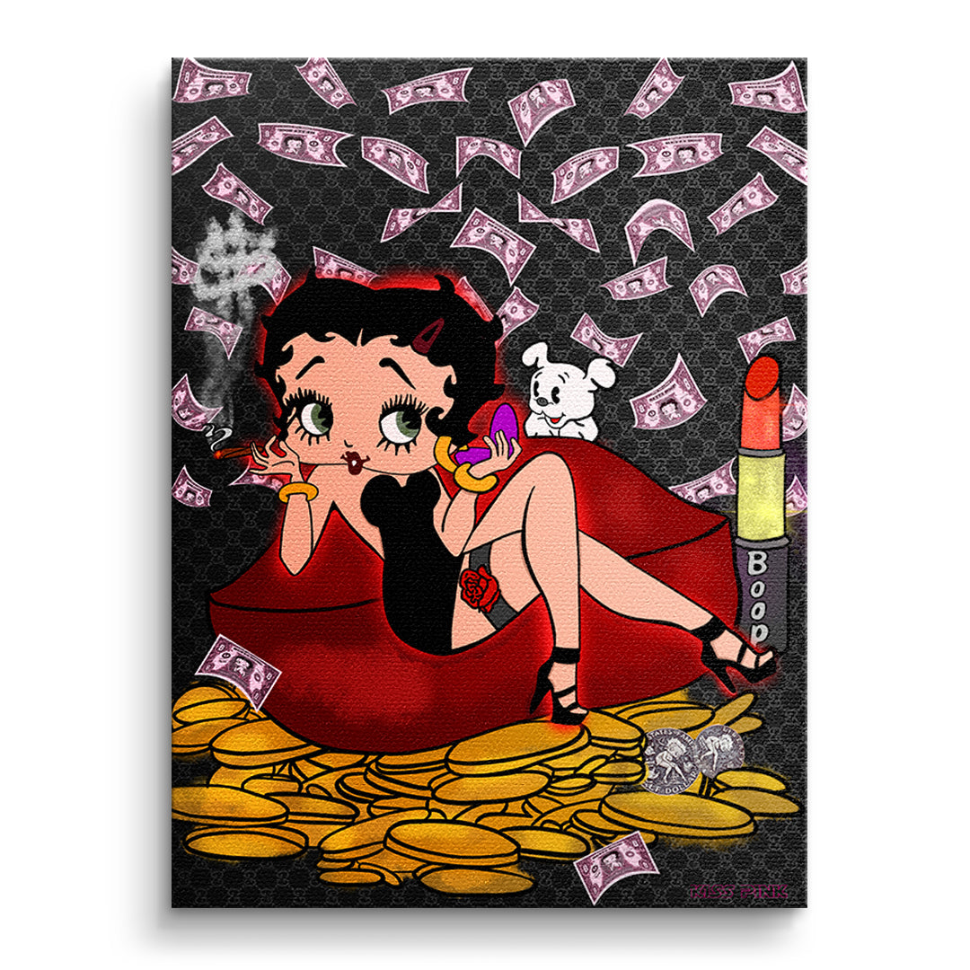 Lipstick Money Pin-Up - Original Painting – Detail