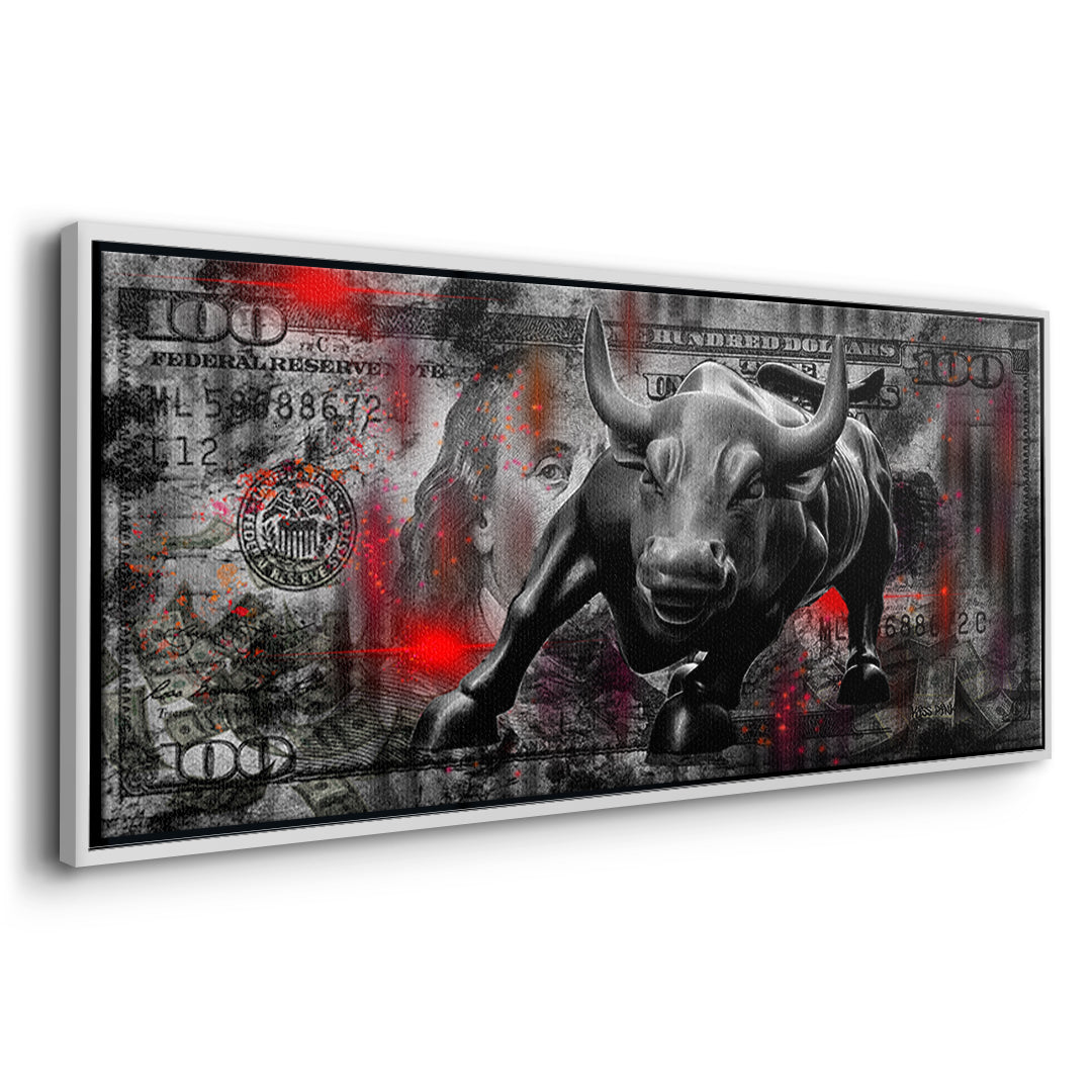 Seitenansicht des Leinwandbilds Bill And Bull im weißen Rahmen