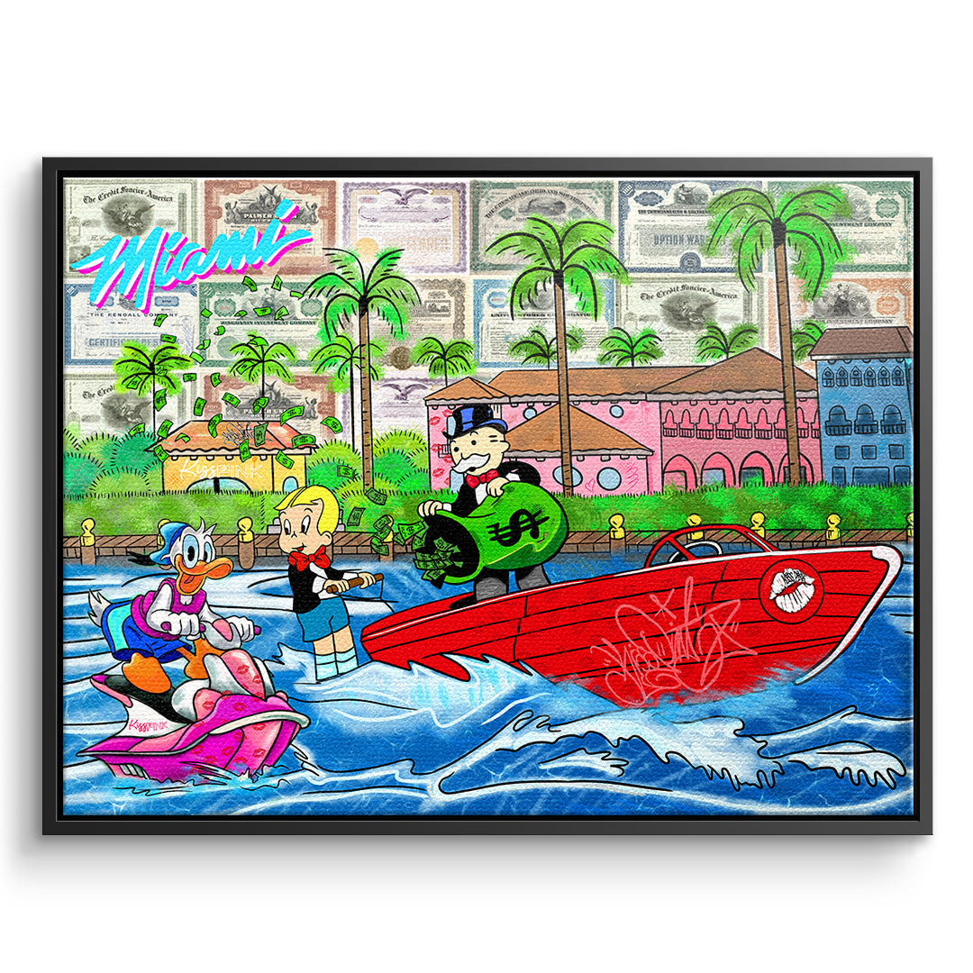 DOTCOMCANVAS Leinwandbild Miami Water Life im schwarzen Premium-Rahmen