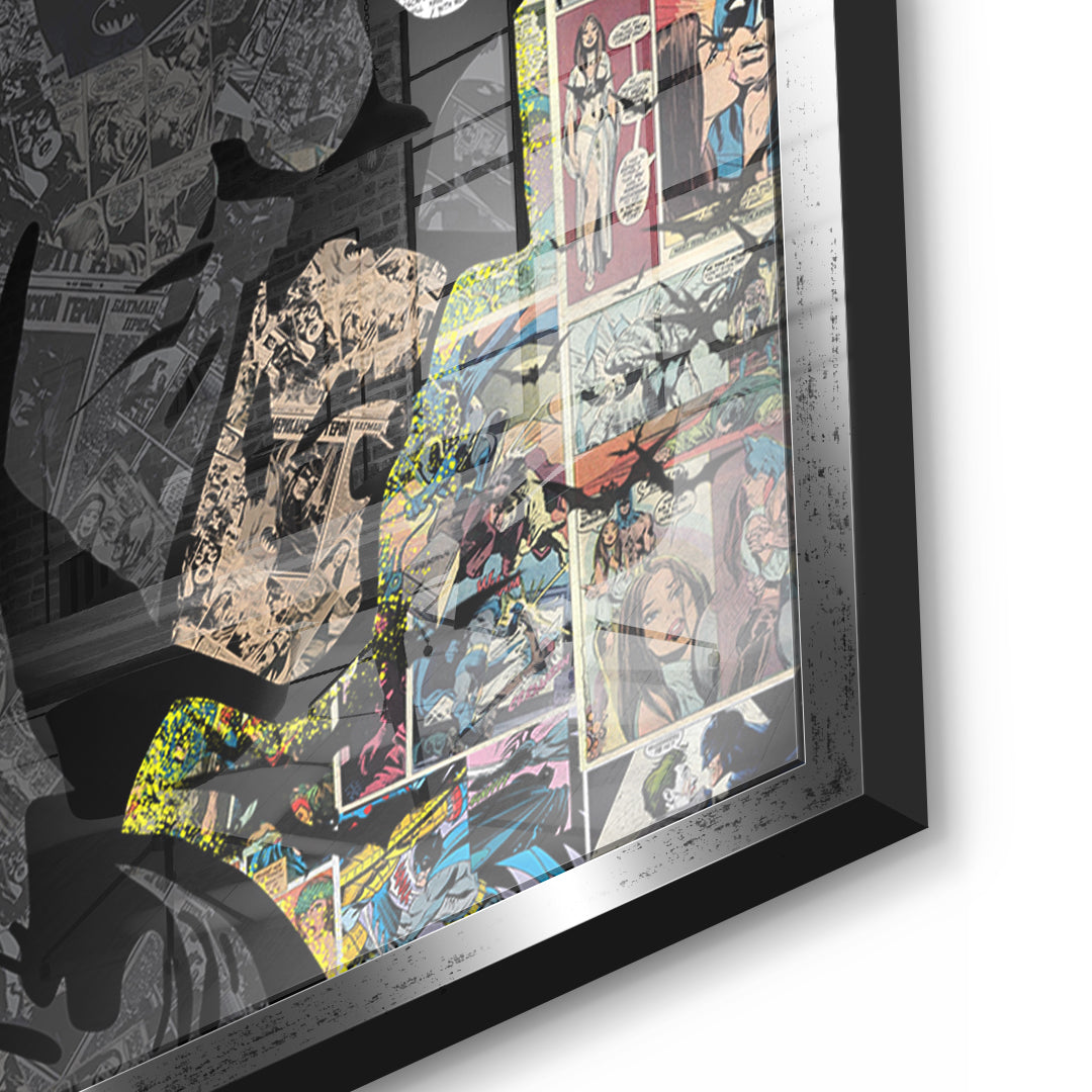 Detailaufnahme des 5mm Acrylglases, Comic Night Hero im silbernen Rahmen